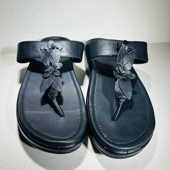 Fitflop Womens FINO SLEEK FLORAL Black Thong Sandals 11 Medium (B,M)DZ8-090 - Picture 7 of 7